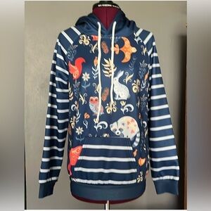 Women’s Pixie Lady Navy Animal Print Hoodie Sz Med